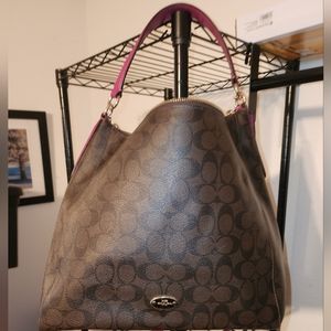 Large Coach Brown and Pink Purse